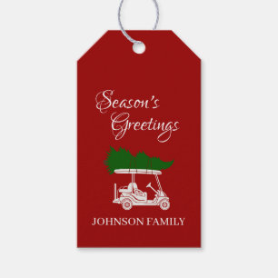 Raffinierter Red Golf Cart mit Weihnachtsbaum Geschenkanhänger