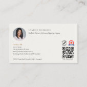 Raffinierter Tan & Gold Feather Notary Foto QR Cod Visitenkarte (Rückseite)