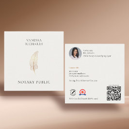 Raffiniertes Beige Gold Feather Chic Notary Foto Q Quadratische Visitenkarte