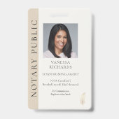 Raffiniertes Beige Gold Feather Mobile Notary QR F Ausweis (Front)