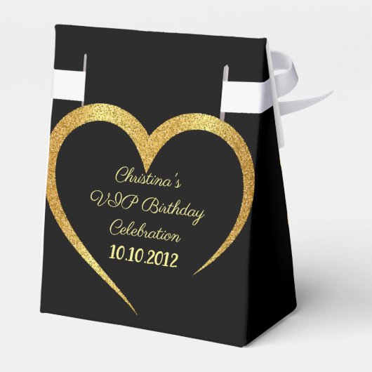 Raffiniertes Black and Gold Party Vielen Dank Favo Geschenkschachtel (Rückseite)