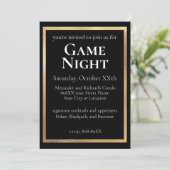 Raffiniertes Black Game Night Party Einladung (Stehend Vorderseite)