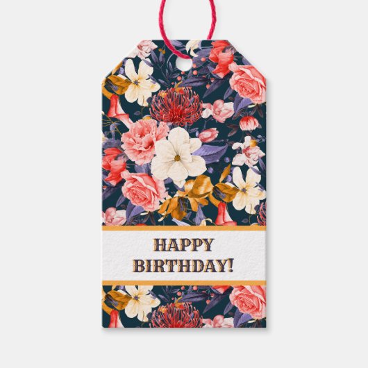 Raffiniertes Boho Floral Party Geschenkanhänger (Vorderseite)