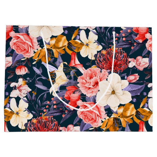 Raffiniertes Boho Floral Party Große Geschenktüte (Rückseite)