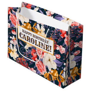 Raffiniertes Boho Floral Party Große Geschenktüte