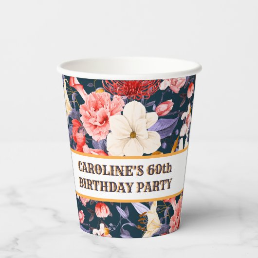 Raffiniertes Boho Floral Party Pappbecher (Rückseite)