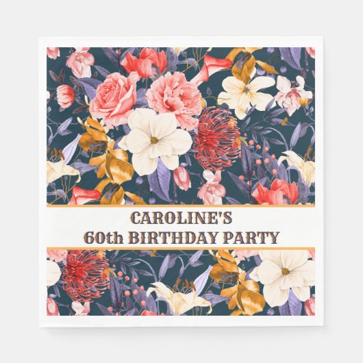 Raffiniertes Boho Floral Party Serviette (Vorderseite)
