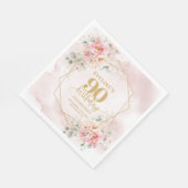 Raffiniertes Boho-Rosé-Blumen-90. Geburtstag Serviette (Ecke)