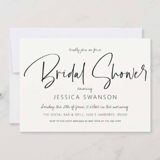 Raffiniertes Chic-Brautparty Einladung (Vorderseite)