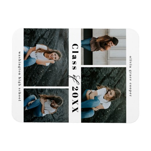 Raffiniertes Collage EDITABLE Abschluss Magnet (Horizontal)