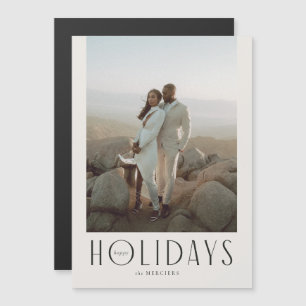 Raffiniertes Cream & Black Happy Holidays Foto Magneteinladung