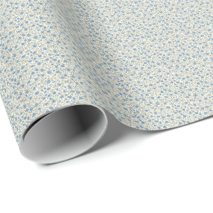 Raffiniertes Dusty Blue Rosebud Vintage Pat aus de Geschenkpapier