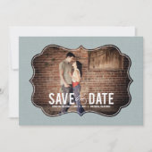 Raffiniertes Elegance-Foto Save the Date - Blau (Vorderseite)