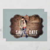 Raffiniertes Elegance-Foto Save the Date - Blau (Vorne/Hinten)