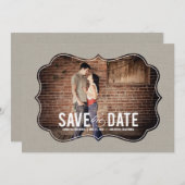 Raffiniertes Elegance-Foto Save the Date - Khaki (Vorne/Hinten)