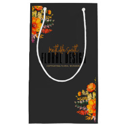 Raffiniertes florales Design Schwarze orangefarben Kleine Geschenktüte