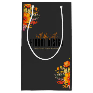 Raffiniertes florales Design Schwarze orangefarben Kleine Geschenktüte