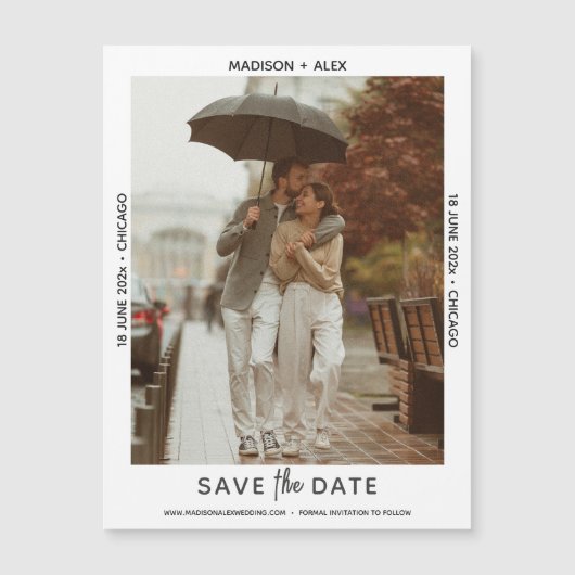 Raffiniertes Minimal-Foto Speichern Sie die Date-M Magnetkarte (Vorderseite)