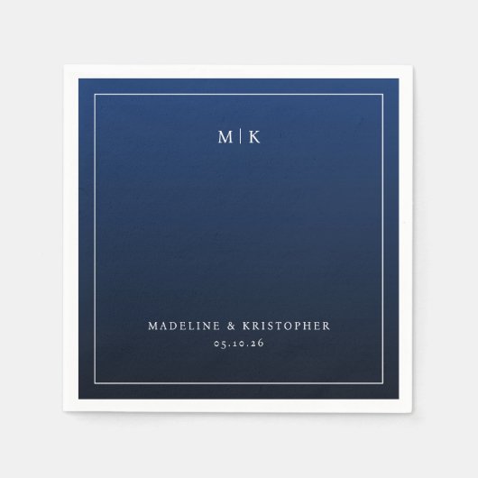 Raffiniertes Navy Blau Minimalistisch Serviette (Vorderseite)