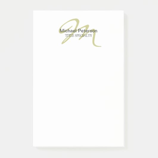 Raffiniertes Schriftmonogramm Initiale Modern Post-it Klebezettel (Vorderseite)