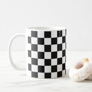 Raffiniertes Schwarz-Weiß-Karomuster Kaffeetasse