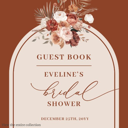 Raffiniertes Terracotta Pampas boho Gästebuch