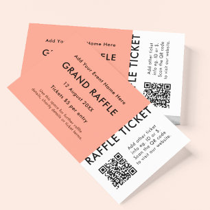 Raffle Ticket Coral QR Prize Zeichn Event Ticket