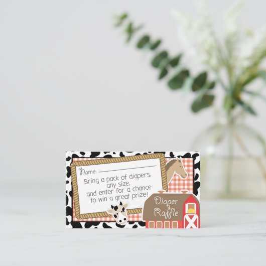 Raffle Ticket für Baby-Dusche für Landtiere Begleitkarte (Stehend Vorderseite)