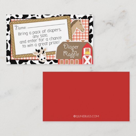 Raffle Ticket für Baby-Dusche für Landtiere Begleitkarte (Vorne/Hinten)