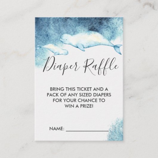Raffle Ticket für Babydusche | Beluga Whale Begleitkarte (Vorderseite)