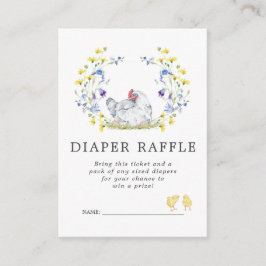 Raffle Ticket für Babydusche | Hühner mit Blumenbe Begleitkarte