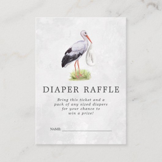 Raffle Ticket für Babydusche | Storchlieferung Begleitkarte (Vorderseite)