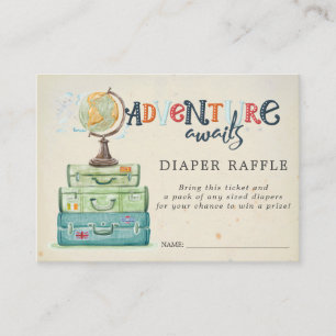 Raffle Ticket für Babydusche Vintage Travel Begleitkarte