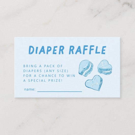 Raffle Ticket für Blue Hearts Valentine Diaper Begleitkarte (Vorderseite)