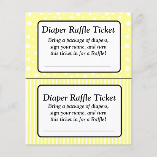 Raffle Ticket für das Baby Gelb und Weiß Polka (Vorderseite)