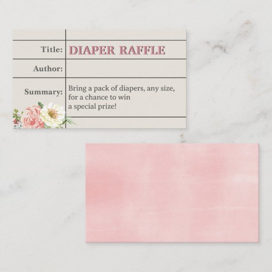 Raffle Ticket für das Babymädchen Book Library Begleitkarte (Vorne/Hinten)