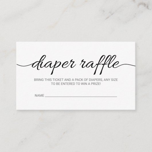 Raffle Ticket für das Black Script Baby Shooter-Wi (Vorderseite)