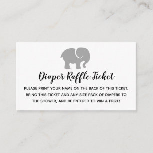Raffle Ticket für das graue und weiße Elephant Dia Begleitkarte