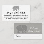 Raffle Ticket für das graue und weiße Elephant Dia Begleitkarte (Vorne/Hinten)