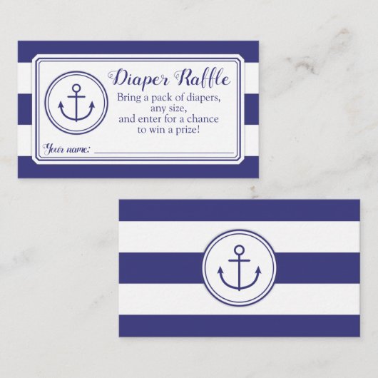Raffle Ticket für das Nautic Anchor Baby Showdusch Begleitkarte (Vorne/Hinten)