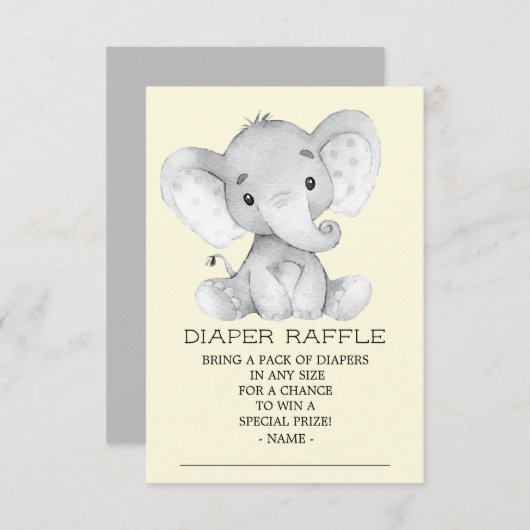 Raffle-Ticket für das neutrale Elephant-Baby-Dusch Einladung (Vorne/Hinten)