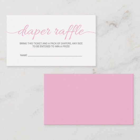 Raffle Ticket für das Windelwaschgerät Pink Script (Vorne/Hinten)