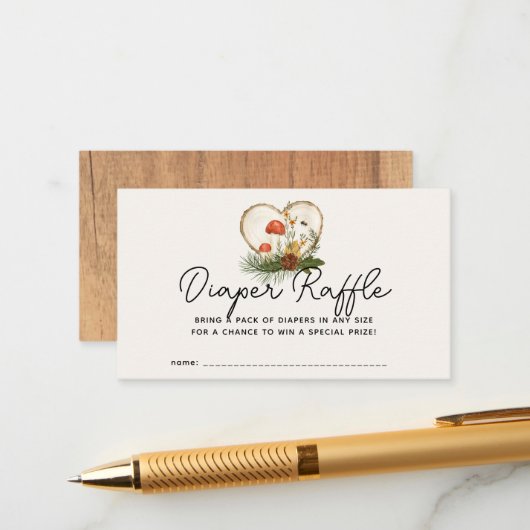 Raffle Ticket für das Wood Slice Baby Duschdusche Begleitkarte (Vorderseite/Rückseite Beispiel)