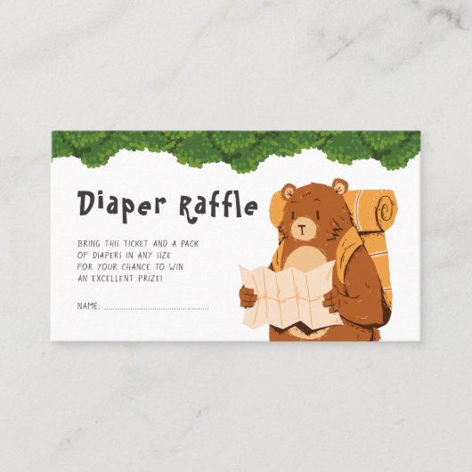 Raffle Ticket für das Woodland Bear Baby Duschkabi (Vorderseite)