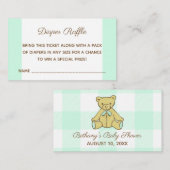 Raffle-Ticket für den Baby-Duschbär Minze Green Di Begleitkarte (Vorne/Hinten)