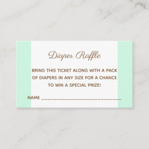Raffle-Ticket für den Baby-Duschbär Minze Green Di Begleitkarte