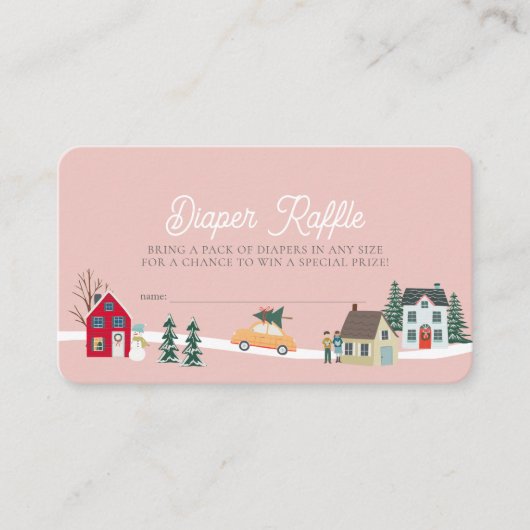 Raffle Ticket für die Stadt/Dorf Rosa Windeln Begleitkarte (Vorderseite)