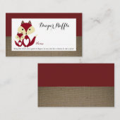 Raffle Ticket für Red Fox Burlap Baby Duschmaschin Begleitkarte (Vorne/Hinten)