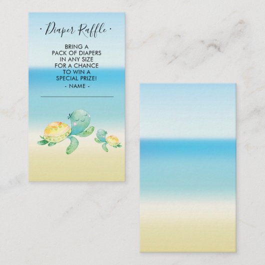 Raffle Ticket für Sea Turtle Baby Shooter Begleitkarte (Vorne/Hinten)
