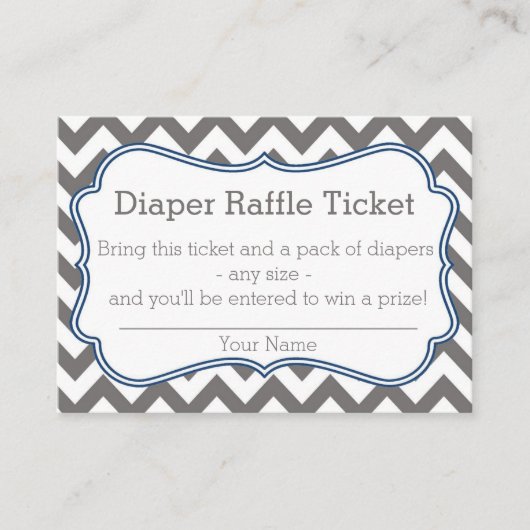 Raffle Ticket für Zickzack Graue und Blaue Windeln Begleitkarte (Vorderseite)